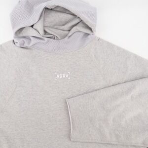 ASRV Mens Med Micro-Terry Raw Hem Hoodie Heather Gray Mesh Hood Raglan Techwear
